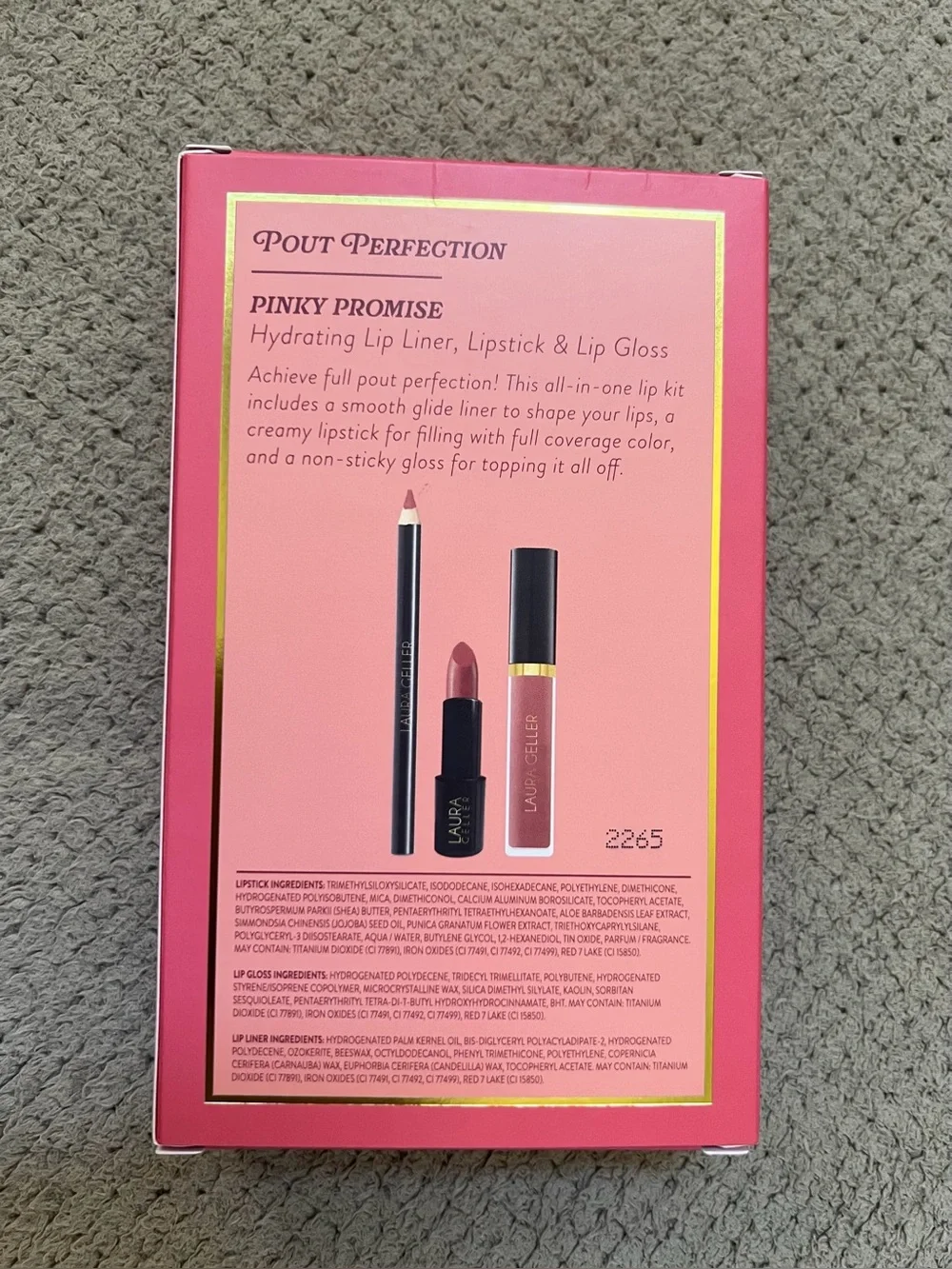 Laura Geller Pout Perfection Pinky Promise 3 Piece Lip Liner, Gloss and Lipstick